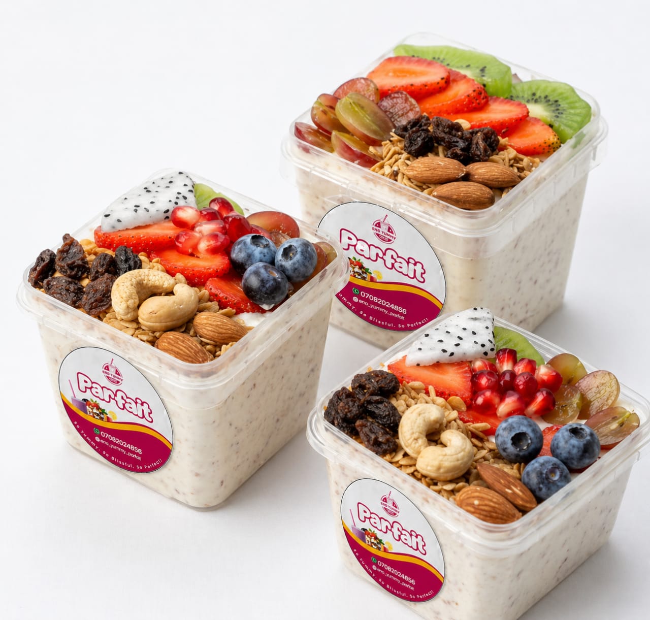 3 Tropical Dulus 500ml parfaits